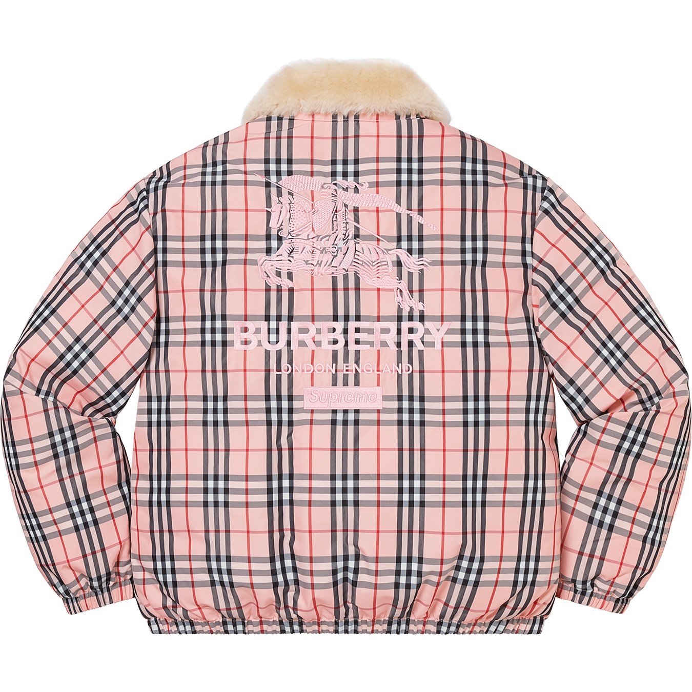 Supreme®/Burberry®Shearling Collar Down Puffer Jacket view 3